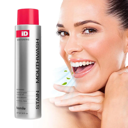 Hismile ID Stain Whitening Mouthwash Gentle Fresh Breath Remove Plaque Stains Enamel Safe No Sensitivity Home Oral Care